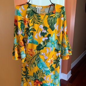 Be Divine Calla Lily Ruffle Sleeve Dress